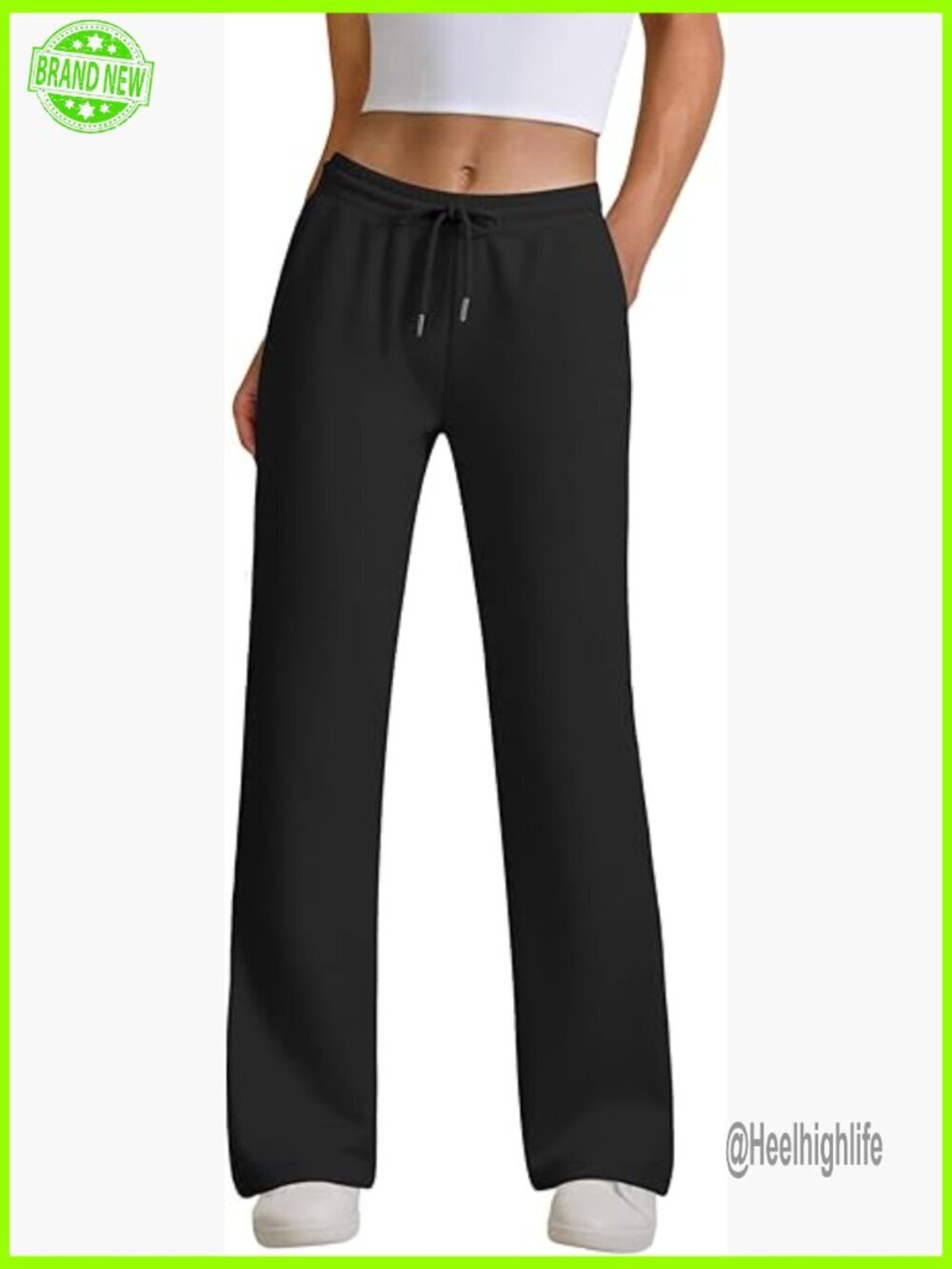 Lightweight High Waisted Sweatpants Straight Leg Drawstring Lounge Pants